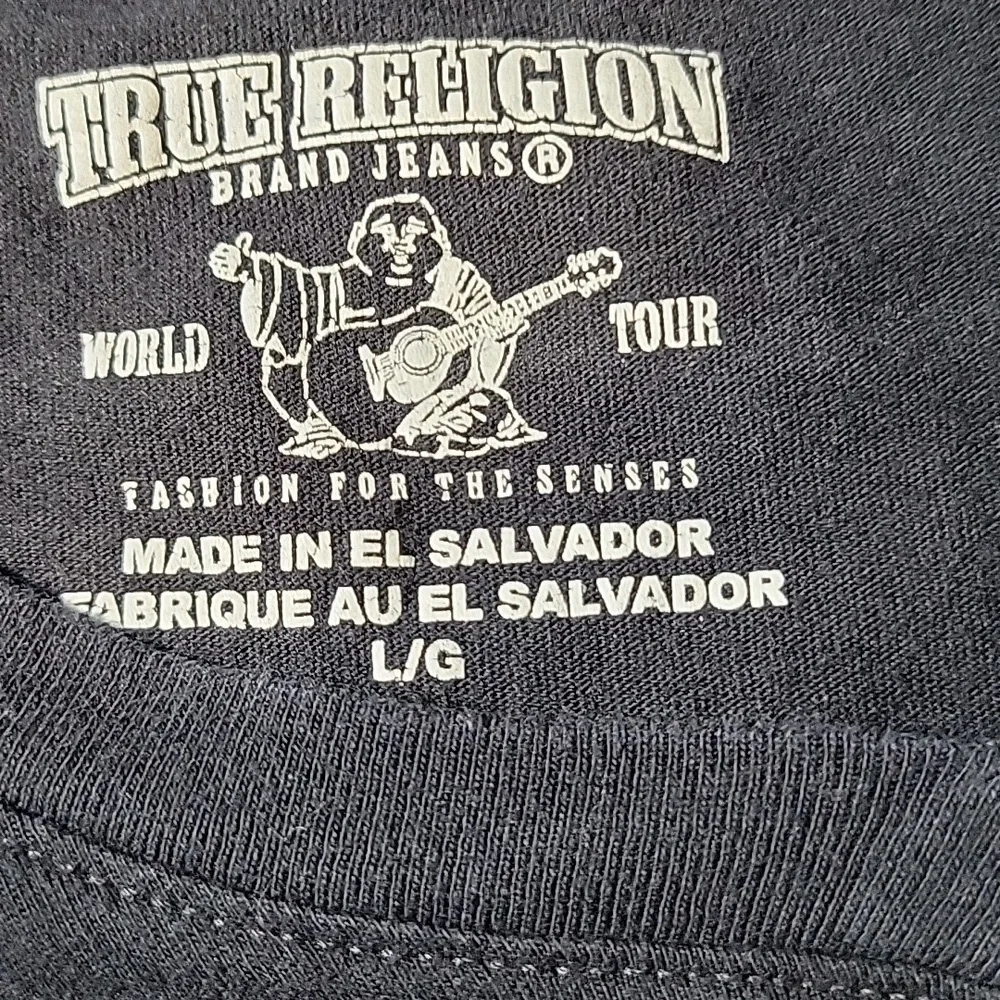 TRUE RELIGION Black and Gold Foil Graffiti Print T‎ Shirt Large